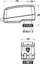 Technisches Diagramm eines motorischen Stellantriebs mit einem Anschluss M30x1,5 und Ansteuerung von 0 bis 10 VDC, hergestellt von IMI Hydronic Engineering.